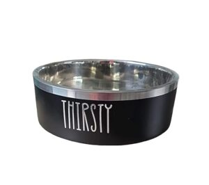 Fur ball Stainless Steel Dog Bowl, Red, 'Thirsty' Design, Anti-Slip Base, Food and Water Bowl for Dogs and Cats
